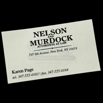 Lot # 55: Karen Page's Nelson and Murdock Business Card