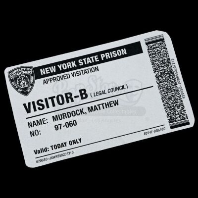 Lot # 185: Matt Murdock's Riker's Island Visitor Sticker