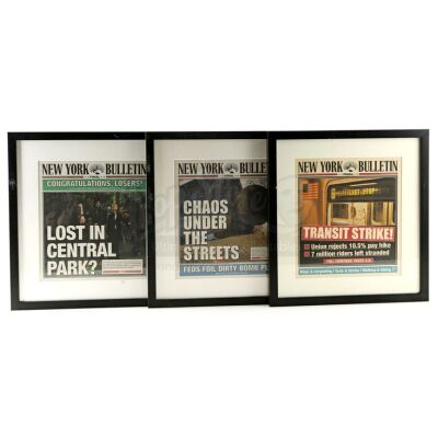 Lot # 313: Karen Page's Set of Three Framed New York Bulletin Newspapers