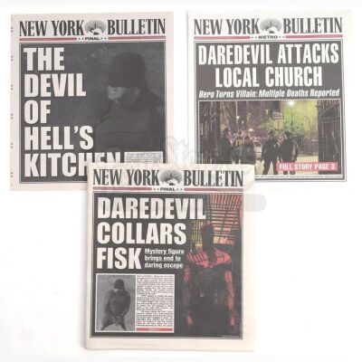 Lot # 120: Marvel's Daredevil (TV Series) - Set of New York Bulletin Daredevil Newspapers