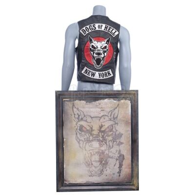 Lot # 161: Marvel's Daredevil (TV Series) - Dogs of Hell Vest and Weathered Art Piece