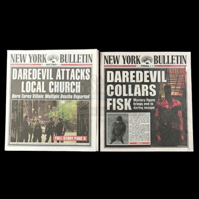 Lot # 182: Marvel's Daredevil (TV Series) - Pair of New York Bulletin Daredevil Newspapers