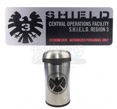 Lot #4 - Marvel's Agents of S.H.I.E.L.D. - S.H.I.E.L.D. Hub Sign and Trash Can
