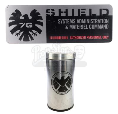 Lot #54 - Marvel's Agents of S.H.I.E.L.D. - S.H.I.E.L.D. Hub Sign and Trash Can